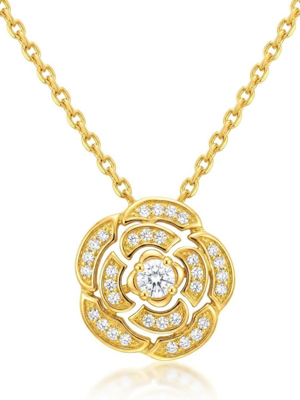Elegant 18K Gold Plated Necklace with Cubic Zirconia Pendant - Adjustable